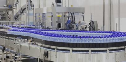 Visual of a bottle production line